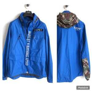 AAPE BY A BATHING APE MEN WINDBREAKER BLUE Sz-XL
